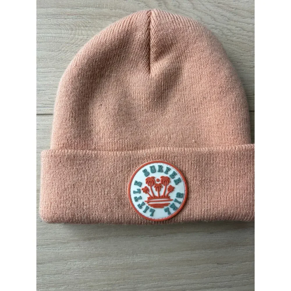 Little Surfer Girl Light Pink Knit Beanie